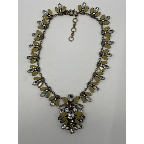 J Crew Neutral Colored Crystal Large Medallion Continuous Statement Necklace - Picture 4 of 11